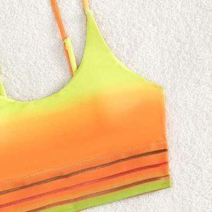 Ombre Contrast Mesh High Waisted Bikini Swimsuit